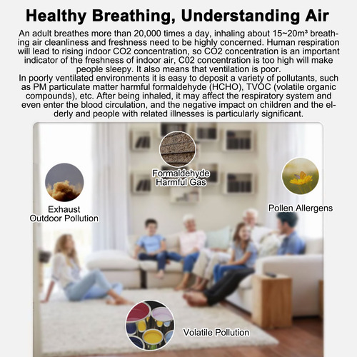 Comprobador De Aire 5 En 1: Co2, Tvoc, Hcho, Temperatura Y H