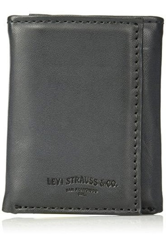 Billetera De Cuero Trifold Levis Classic Black