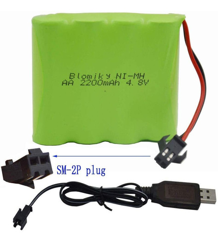 Bateria Aa 4.8v 2200mah Nimh Con Cable Usb Sm-2p Plug 