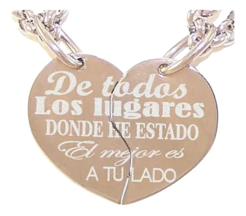Media Medalla Corazón Acero Quirúrgico Grabada Frases 20x30