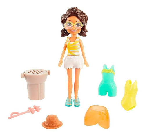 Conjunto Polly Pocket Pequeno Fashion Shani Na Praia -mattel