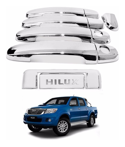 Aplique Capa Cromada Maçanetas + Tampa Traseira Hilux 2010