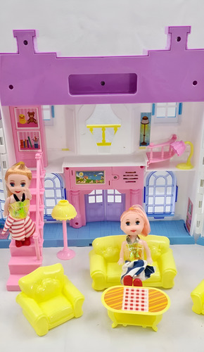 Casita De Muñecas Plegable Con Luz Y Sonido Casa De Sueño Color Morado