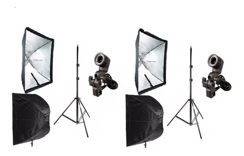 Kit Duplo Iluminação Foto Filmagem Softbox Sombrinha 60x90cm