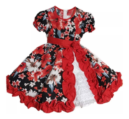 Vestidos Niña Huasa / Chinita  Talla 2 4 6 8 - Rojo