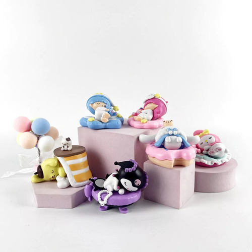 Set 6 Figuras Sanrio Sleep Safe Kuromi My Melody Twin Stars