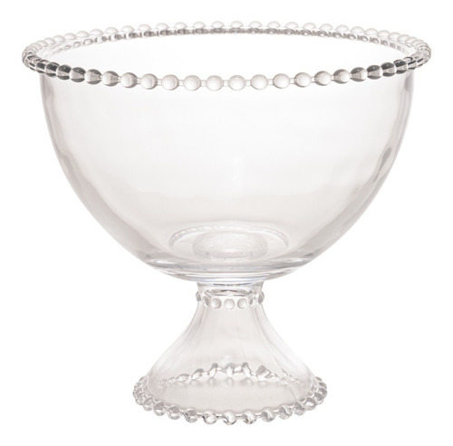 Saladeira Cristal Com Pé Pearl Wolff Bolinha Tigela Bowl Cor Transparente