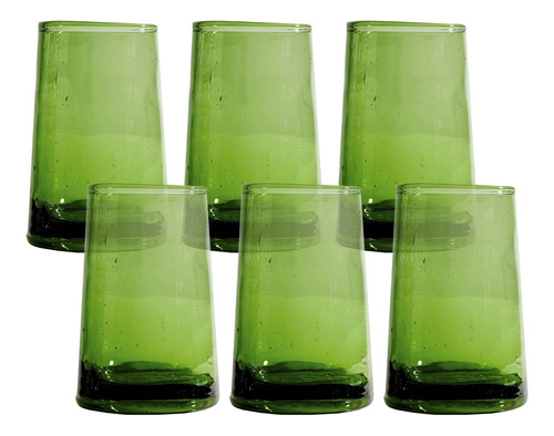 6 Vaso Copa Cono Marroqui Color Verde 12 Onza Liquida
