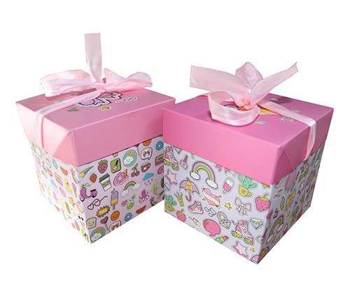 Pack 12 Caja De Regalo Plegable Chica Variedad 10x10cm