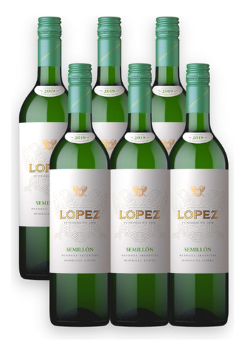 López Vino Blanco Semillón Caja X6u 750ml Mendoza Argentina 