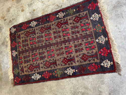 Alfombra Hecha A Mano Afgana 120x78 Cm #20651 1.2 M 78 Cm Geométrico Rojo (Usado)