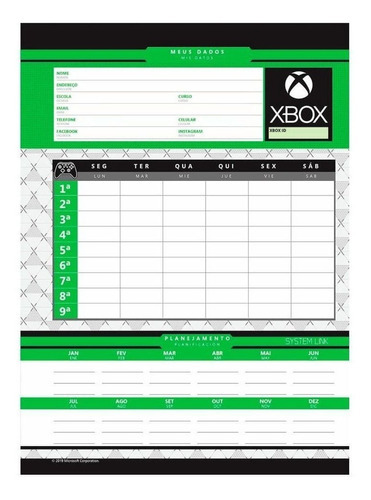 Caderno Espiral Xbox One 1 Matéria 96 Folhas Xbox Jandaia
