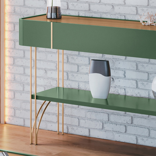 Conjunto Aparador Mesa Rennes Mdp/mdf Verde Pistache/freijó