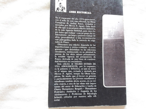 Imagen 3 de 7 de Diario Intimo De Una Adolescente Anibal Ponce Asbe