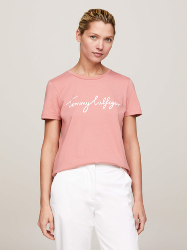 Playera Rosa De Mujer Y Cuello Redondo Tommy Hilfiger