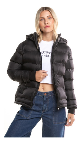 Campera De Abrigo Rusty Pop Scene Negra Mujer