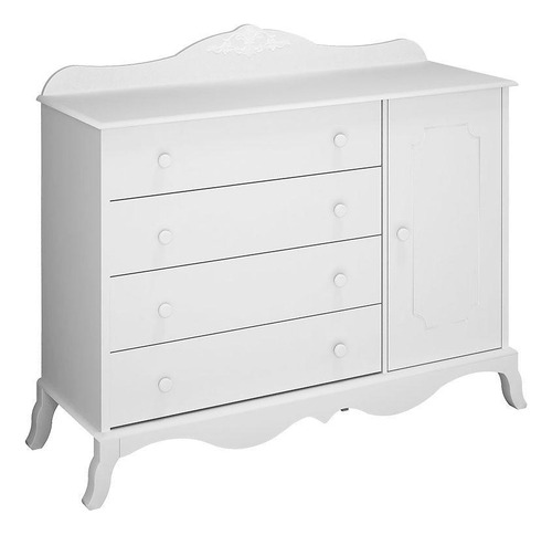 Berço Americano E Cômoda Infantil Realeza - Canaã Branco Acetinado