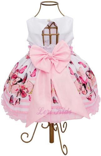 Imagem 2 de 2 de Vestido Infantil Jardim Das Borboletas Luxo 1,2,3 Anos