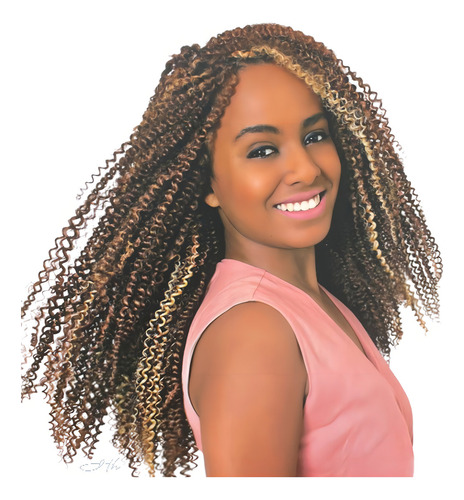 Cabello rizado orgánico Carioca Trueme/Sleek, color rápido HL, rojo oscuro, caramelo con rubio