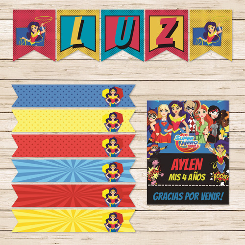 Mini Kit Imprimible Super Héroes Mujer Maravilla Cumpleaños