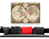 Comprar Cuadros Antiguo Mapamundi 40x60 Varios Motivos En T. Canvas
