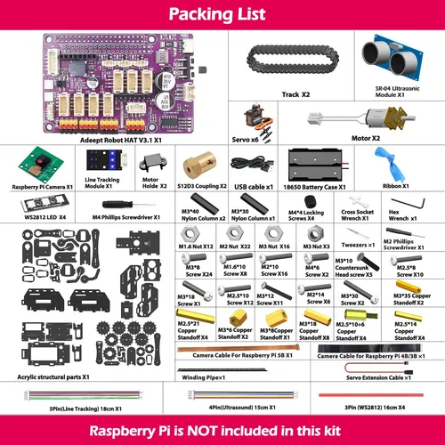 Kit De Robot Inteligente Con Brazo Robótico Para Raspberry P