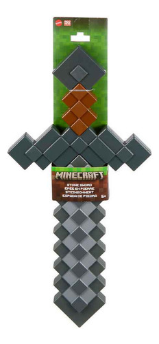 Espada De Piedra Minecraft Mattel Gris Oscuro 43 Cm Gris Oscuro
