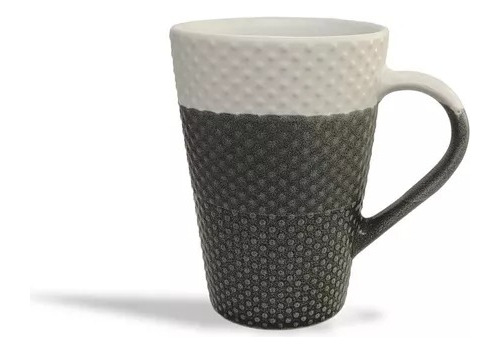 Taza Ceramica Tramado Degrade En 3 Colores 440ml 12,5x9 Cm Color Blanco