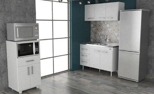 Imagen 3 de 6 de Mueble Organizador Porta Microondas + Grill Premium Blanco