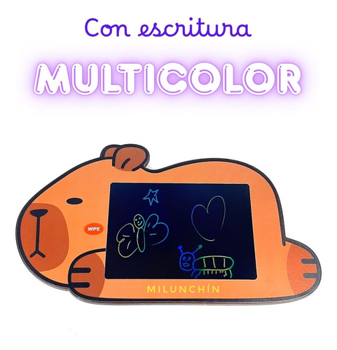 Pizarra Magica Infantil Lcd Tableta Escritura Led Capibara Marrón