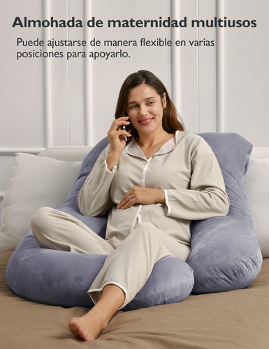 Vasoyo Almohada Para Embarazo En Forma De U Para Dormir Cómodo Con Funda De Terciopelo Lavable Gris;Para Embarazo En Forma De U Para Dormir Cómodo Con Funda De Gris; Terciopelo Cristal Lavable;Almohad