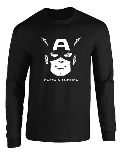 Camibuso Capitan America Manga Larga Negro