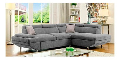 Sala Annelies Izquierdo Lino Gris 2pzs Sofa Sillon Muebles