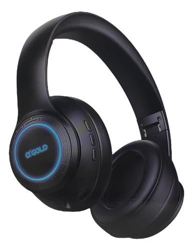 Fone De Ouvido Bluetooth Headphone Sem Fio Led 5.3 Headset Cor Preto Cor da luz Azul