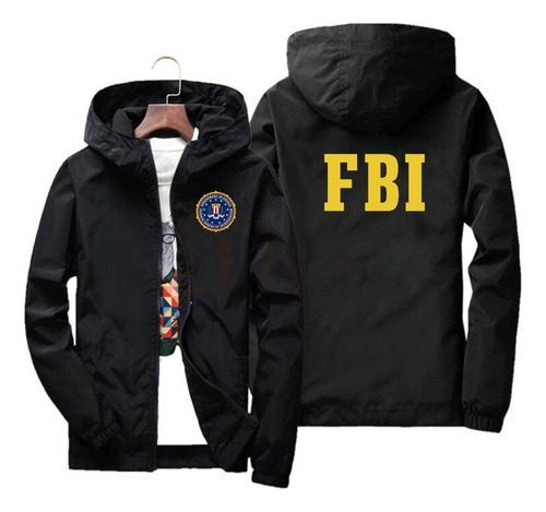 Moda Cremallera Hombres Mujeres Sudaderas Chaqueta Fbi Print