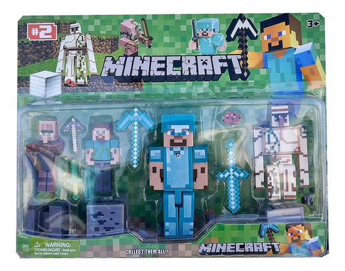 Minecraft  Kit 12 Piezas Steve Diamante