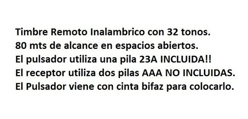 Timbre Inalambrico Exterior Melodías Luckarm Sin Cables