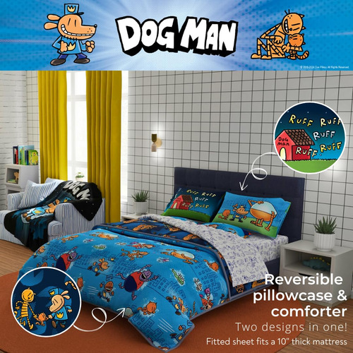 Juego De Ropa De Cama Franco Dog Man 7 Piezas Microfibra