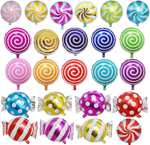 24 Globos De Caramelo Dulce De Papel De Mylar De 18 Pul...