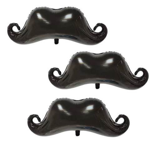 Kit 2 Balão Metalizado Bigode Decoração Cor Preto