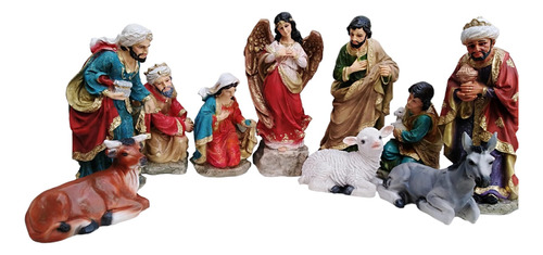 Nacimiento Navideño Completo Artesanal Resina 30cm 10pzs