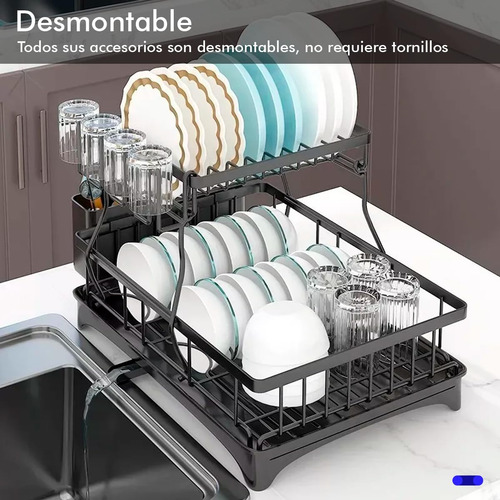 Escurridor De Trastes Acero Inoxidable 2 Niveles Drenaje Aut
