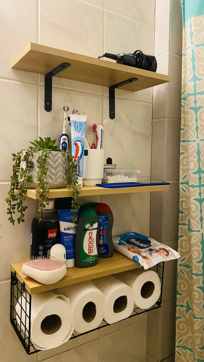 Foto real de Repisas Flotantes De Madera Modernas X3 Con Reja 100% Pino