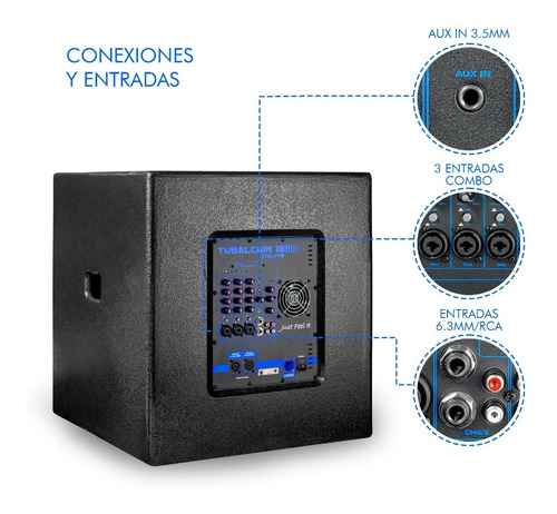 Imagen 4 de 5 de Subwoofer Profesional 3 Vías Tubalcain 18 Steelpro 1600w