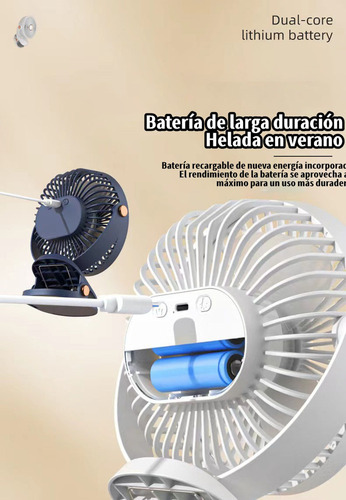 Ventilador Portátil Con Luz Y 5 Velocidades