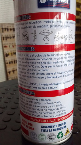 Spray Pintura Naranja Fluorescente 450 Ml, Federal Importado