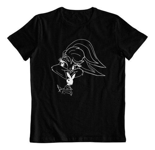 Polera Negra Algodon - Dtf - Lola Bunny Playboy Cartoon Art