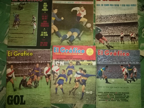 Lote 6 Revistas * El Grafico * Tapas Boca Vs River - Años 60