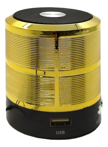 Imagem 7 de 7 de Kit 2 Mini Caixa De Som Portátil Bluetooth Ws-887 Dourada