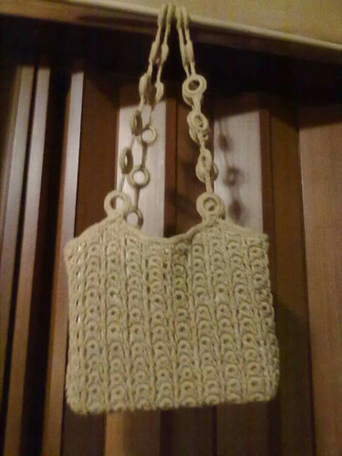 Bolso Tejido A Crochet En Hilo De Algodon.